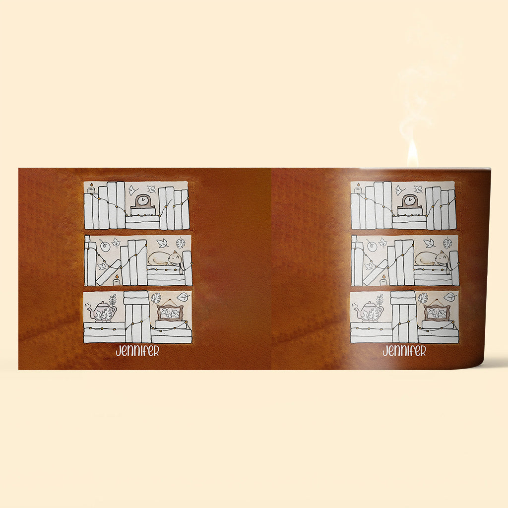 Suivi de lecture des quatre saisons - Bougie personnalisée en forme de livre avec couvercle en bois