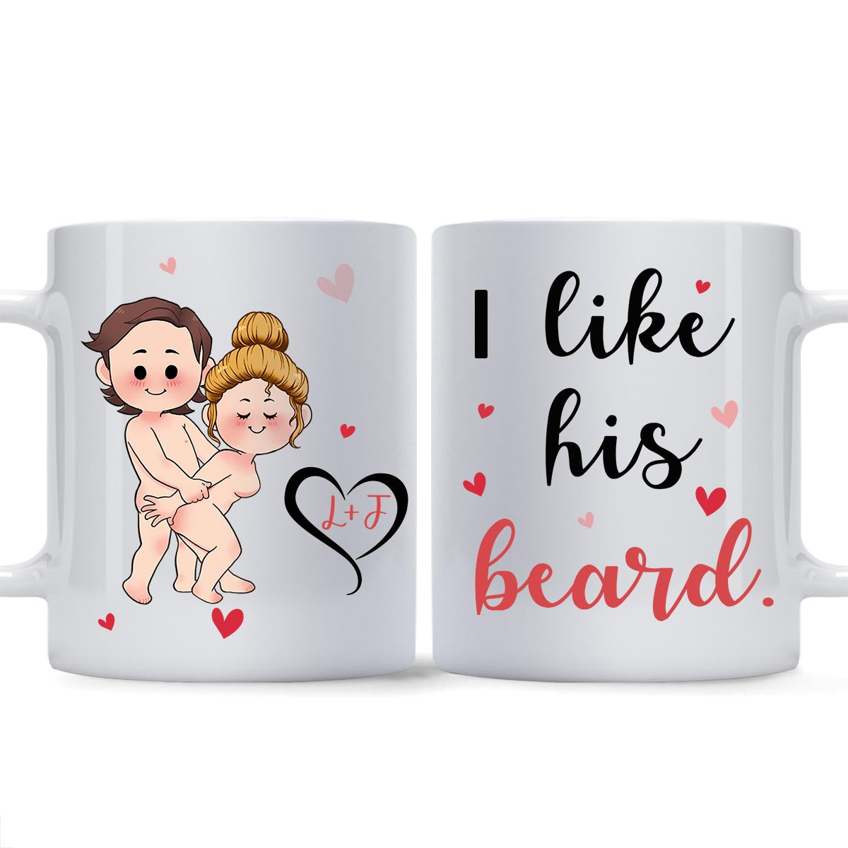 J'aime sa barbe, j'aime ses fesses - Mug personnalisé pour couple