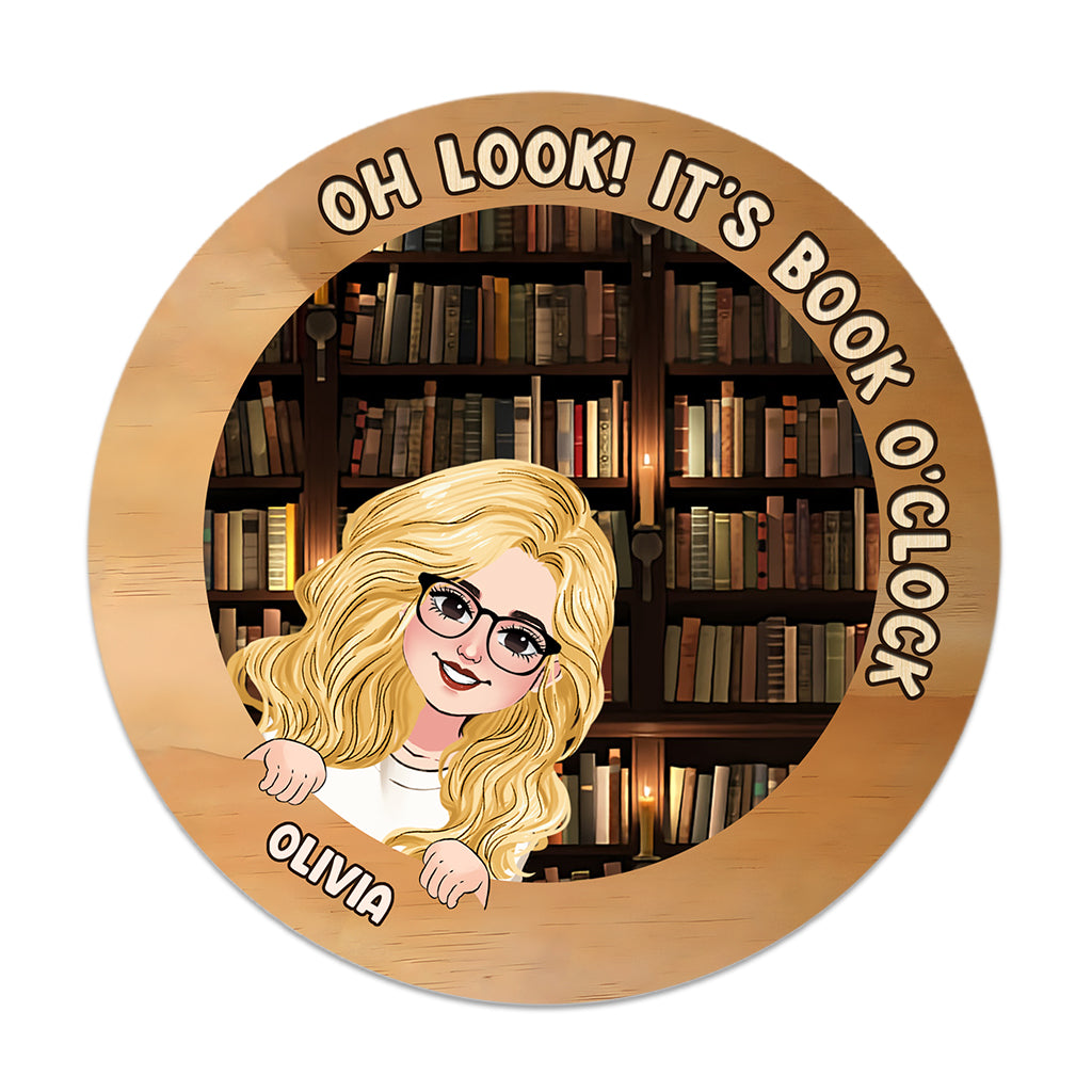 It's Book O'clock - Personalized Book Round Wood Sign