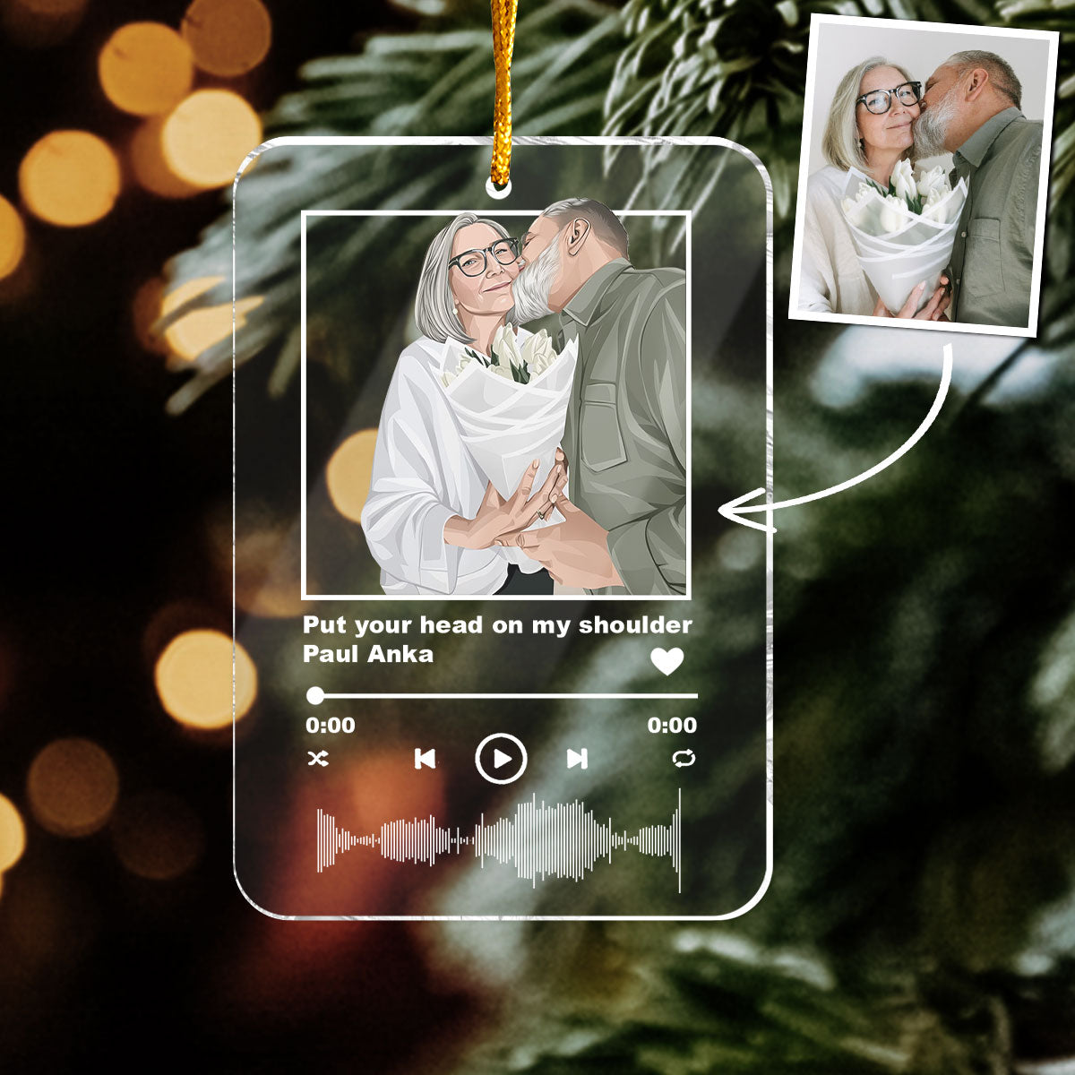 Notre chanson préférée - cadeau pour mari, femme - Ornement transparent personnalisé