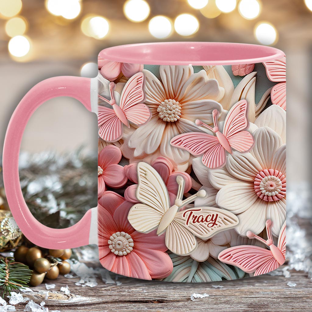 Mug personnalisé à motif papillon - Papillons et fleurs