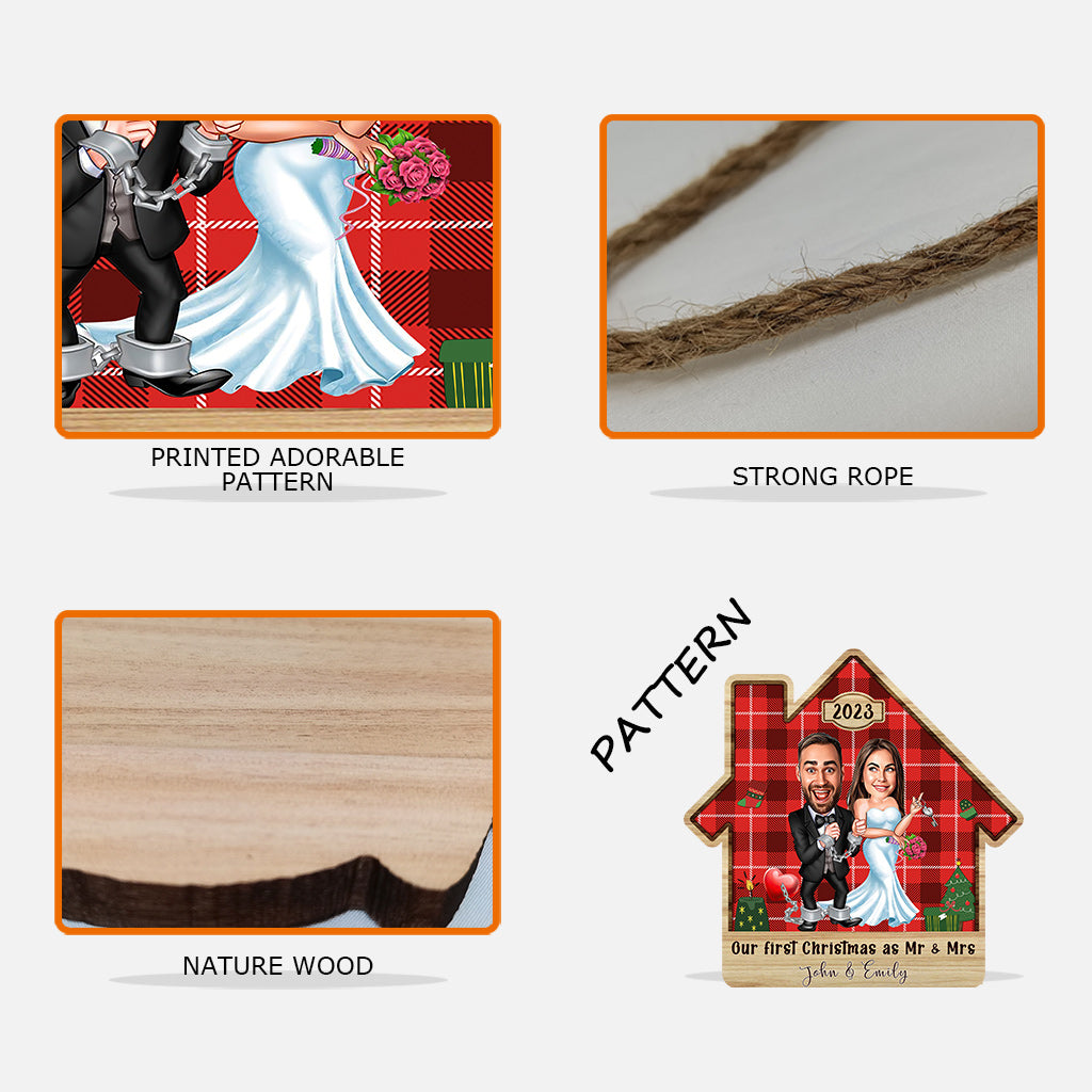 Notre premier Noël - Panneau en bois personnalisé pour mari et femme