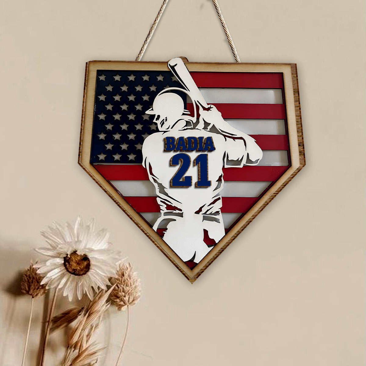 Saison de baseball - Panneau/Plaque en bois personnalisé à 2 couches