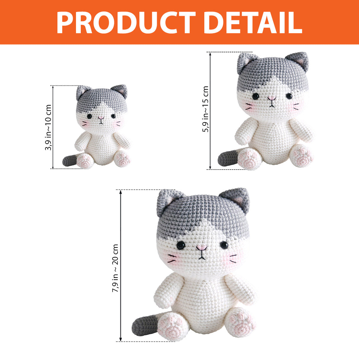 Chat amigurumi au crochet - Cadeau pour les amoureux des chats - Poupée tricotée à la main personnalisée