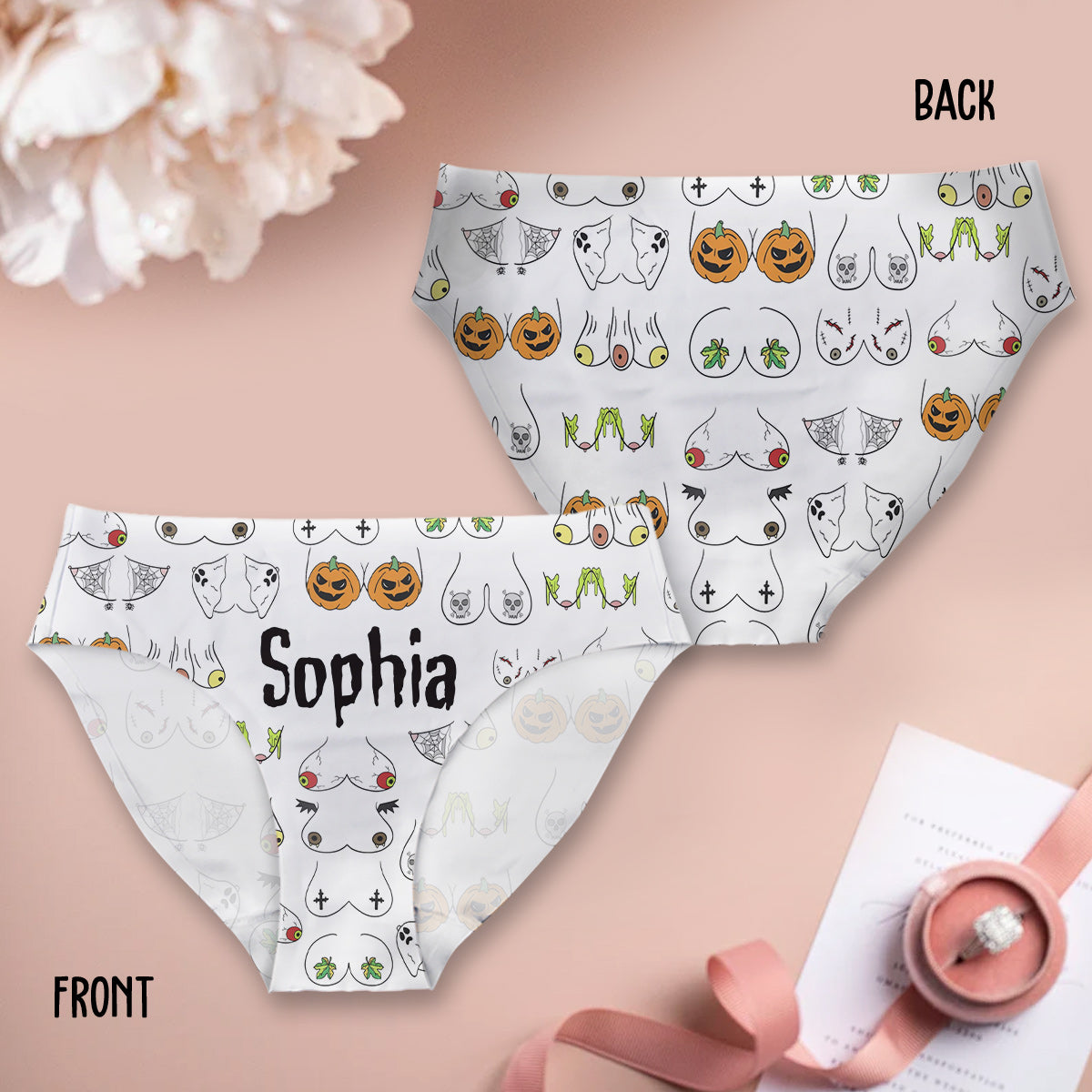 Halloween Is Coming - Personalized Couple Women Briefs