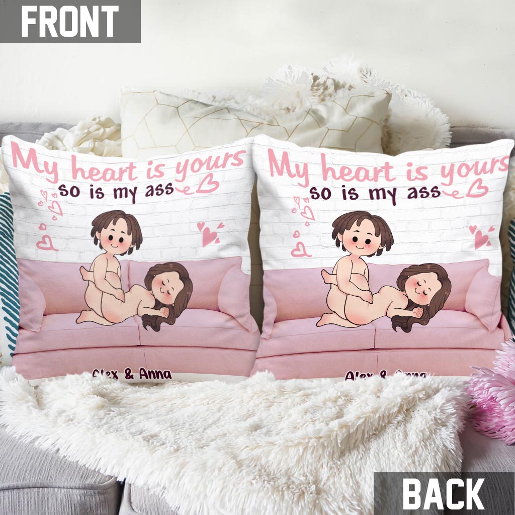 Mon cœur est à toi - Coussin décoratif personnalisé pour couple