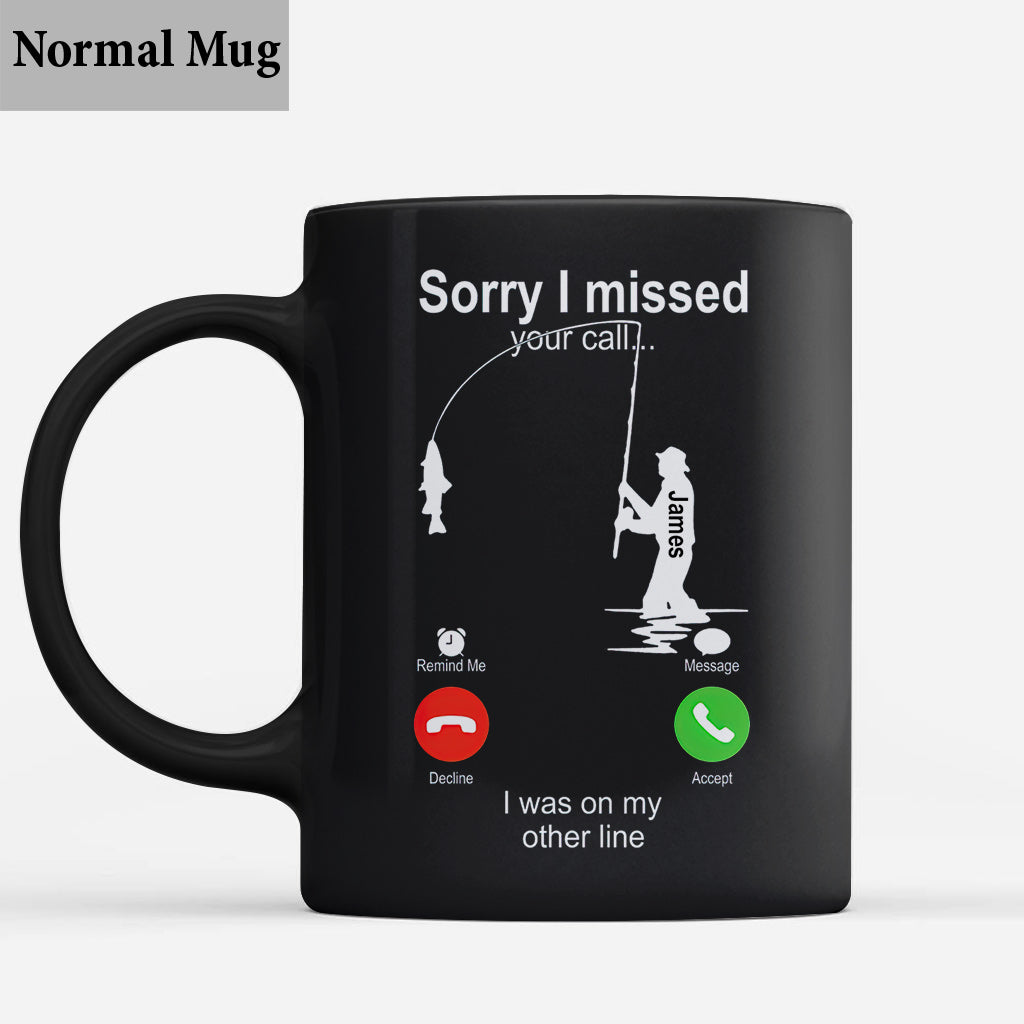 Désolé(e) d'avoir manqué votre appel, j'étais en ligne. - Mug de pêche personnalisé