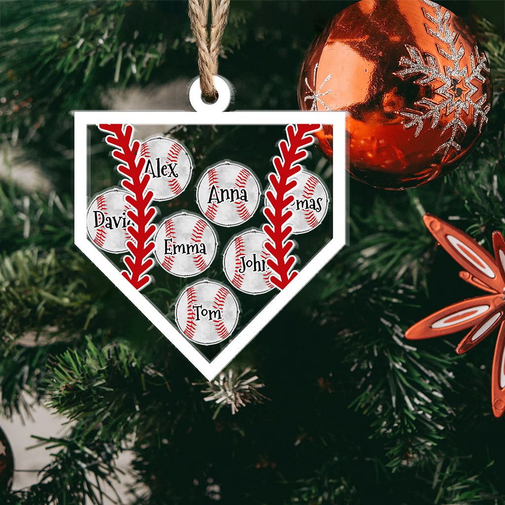 Équipe de baseball - Ornement à secouer personnalisé à 3 couches