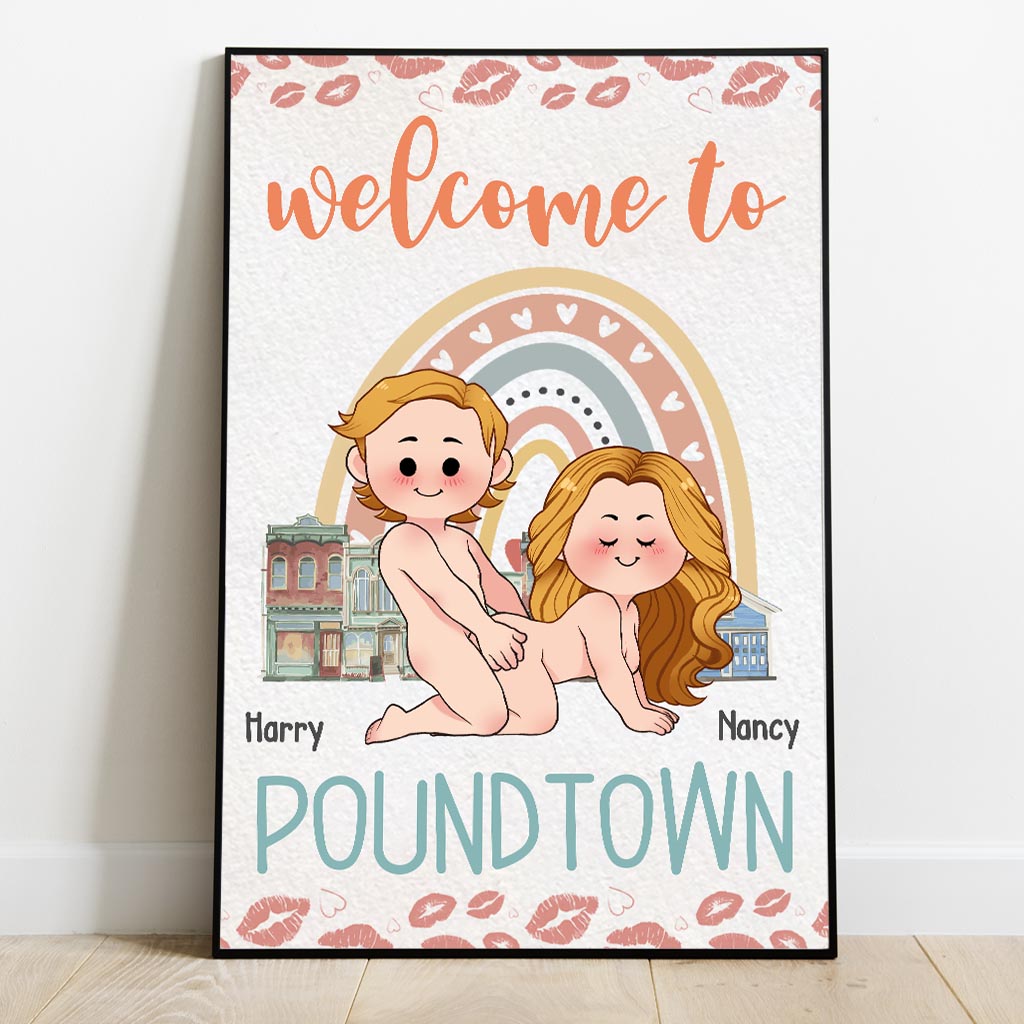 Bienvenue à Pound Town - Toile et affiche personnalisées pour couples (contenu inapproprié pour adultes)