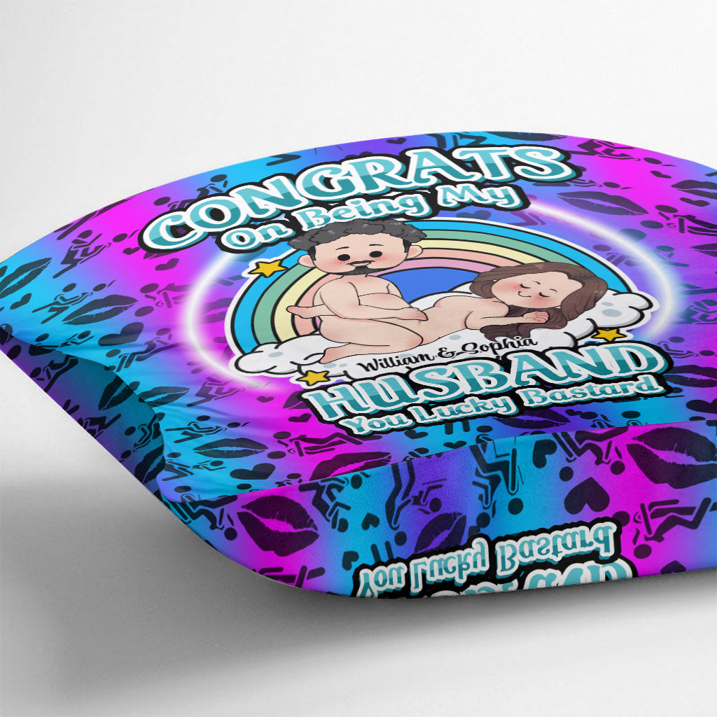 Félicitations pour être mon mari ! - Coussin décoratif personnalisé pour couple