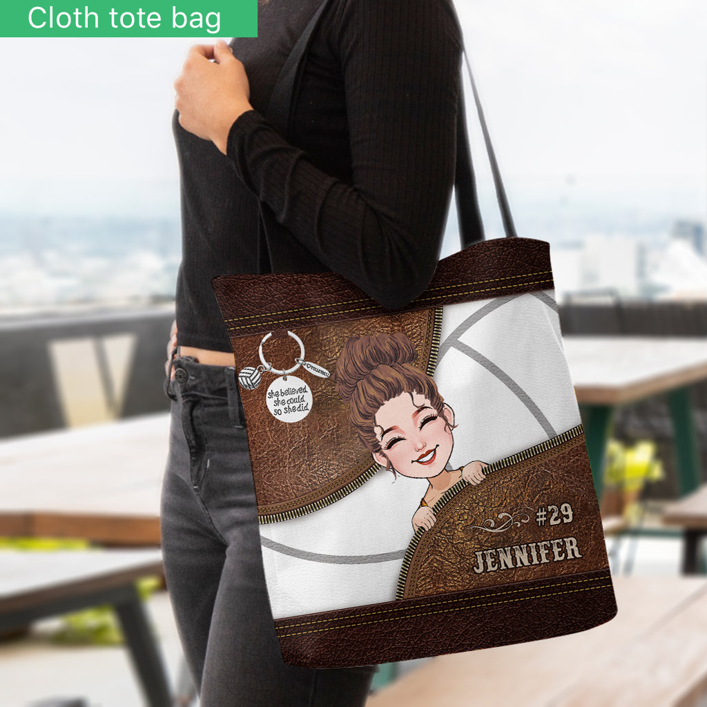 Elle croyait en elle, alors elle l'a fait - Sac fourre-tout de volleyball personnalisé