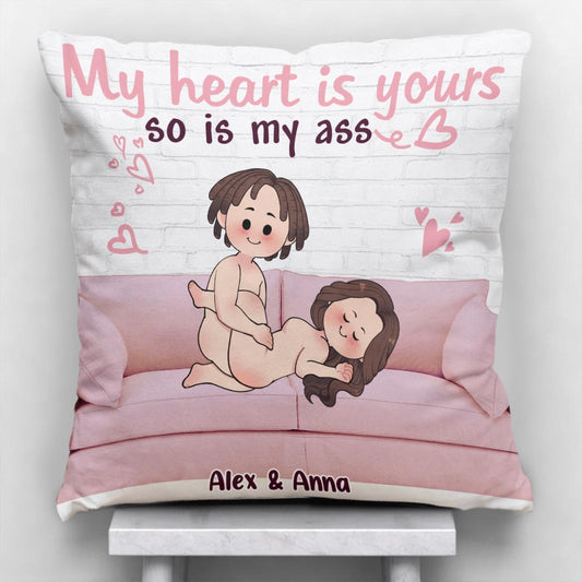 Mon cœur est à toi - Coussin décoratif personnalisé pour couple