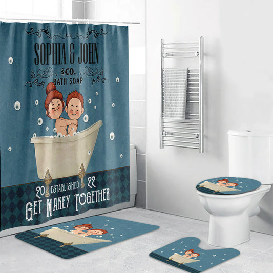 Get Nakey - Ensemble rideau et tapis de bain personnalisés pour couples