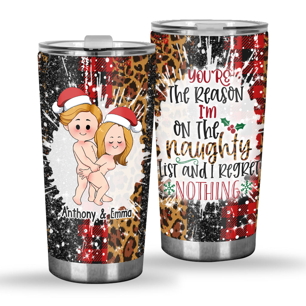 I'm On The Naughty List - Personalized Couple Tumbler
