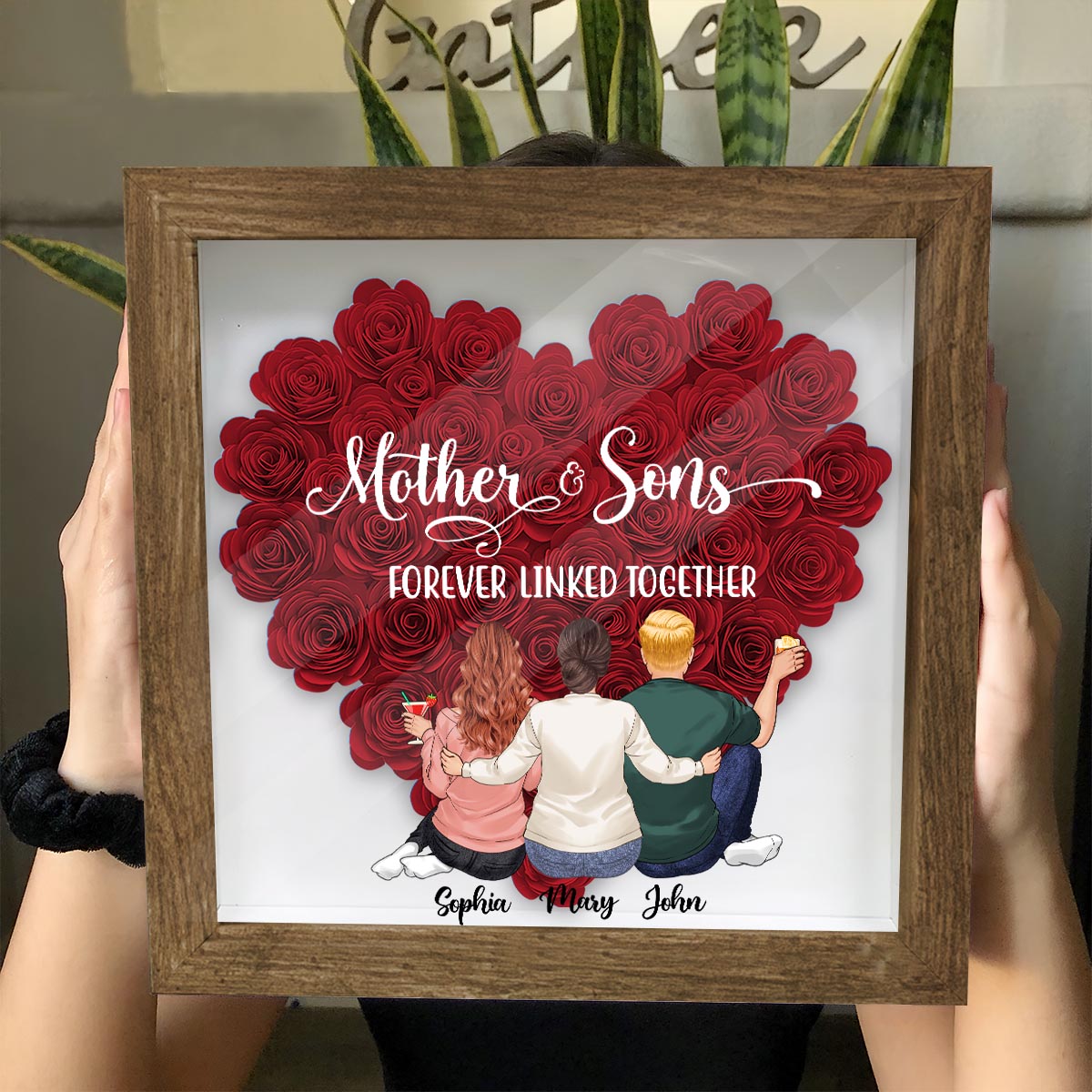 Mère et Filles - Cadeau pour maman, fille, fils - Boîte à fleurs personnalisée