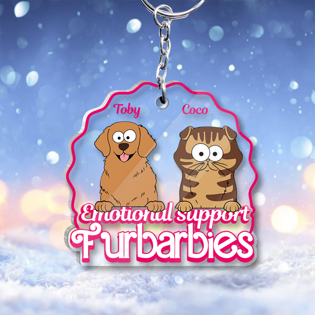 Soutien émotionnel - Cadeau pour les amoureux des chiens et des chats - Porte-clés transparent personnalisé