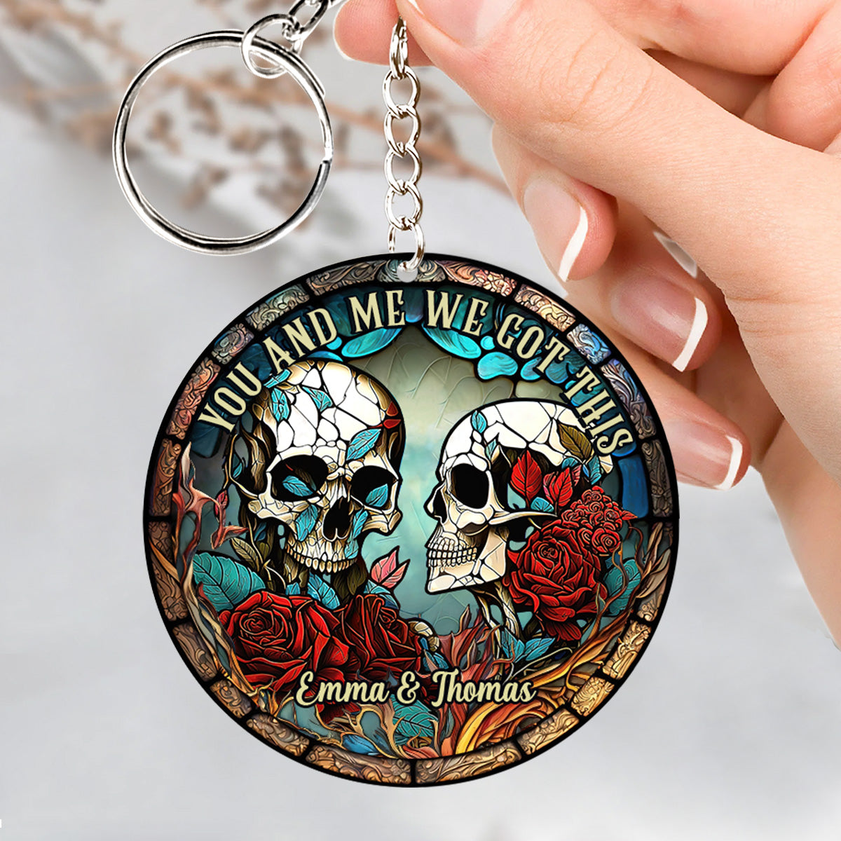 Skull Couple - Personalized Skull Keychain