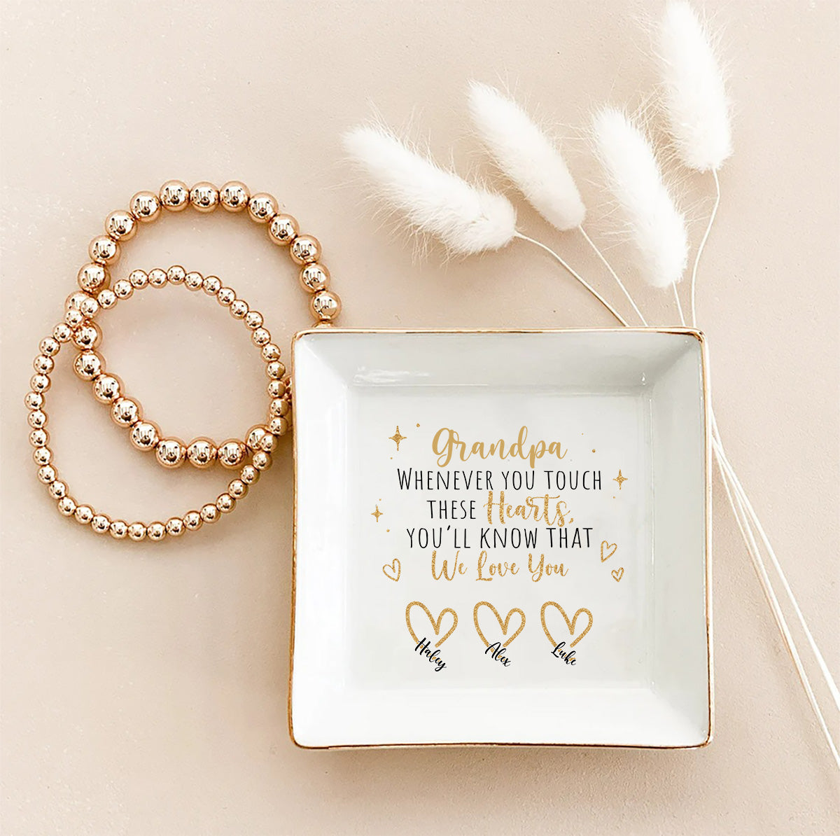 À chaque fois que vous le touchez - Cadeau pour maman, grand-mère, papa, grand-père - Porte-bijoux personnalisé