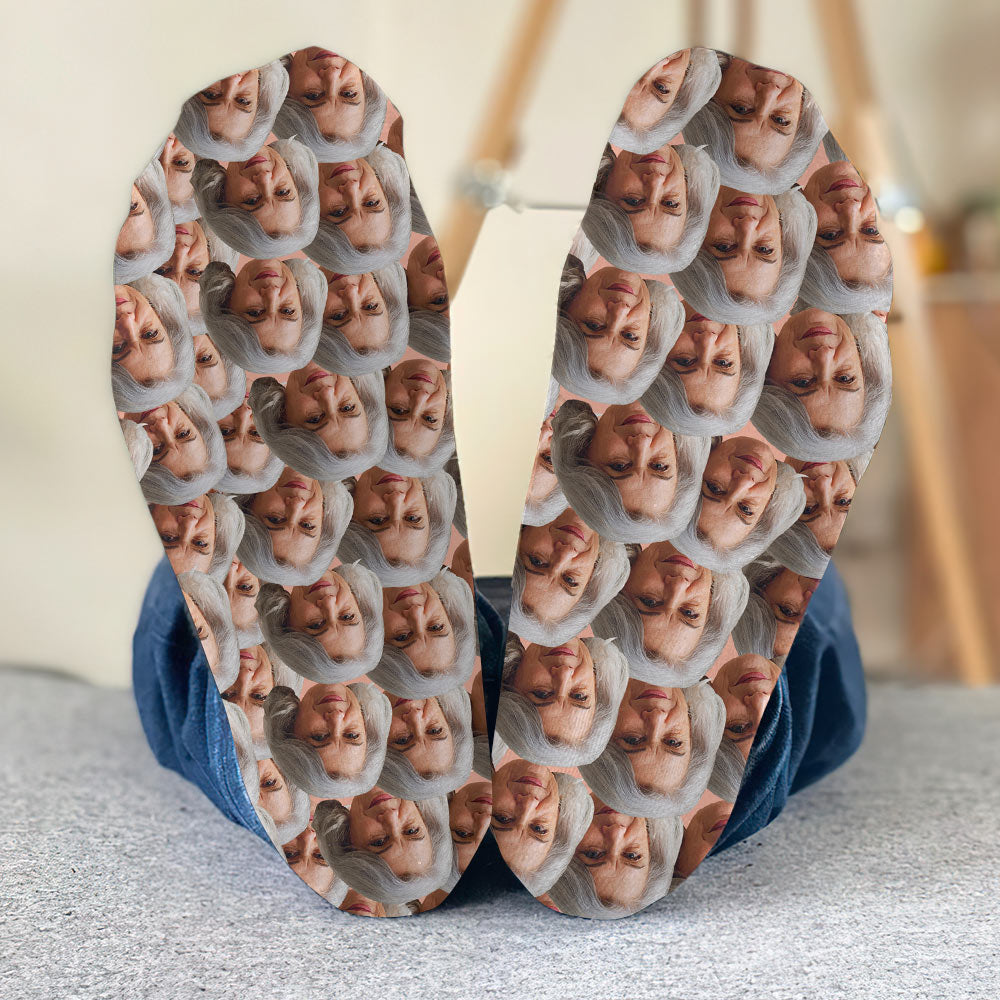 Chaussettes personnalisées pour grand-mère avec visage imprimé -
