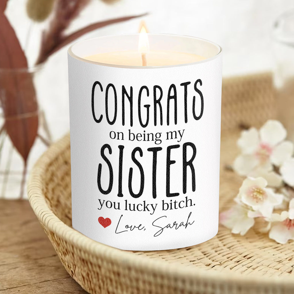 Congrats On - Personalized Sibling Candle With Wooden Lid