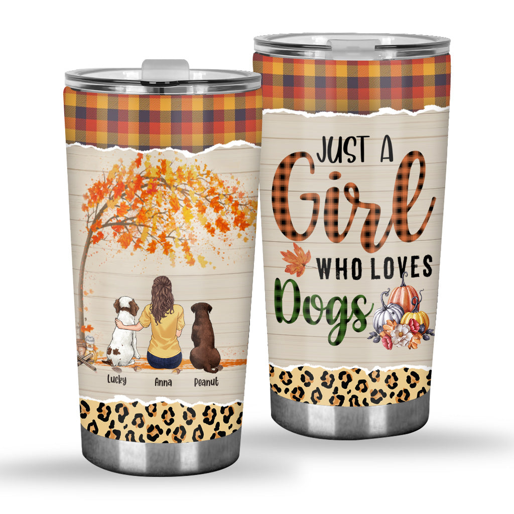 Une fille qui aime l'automne et les chiens - Gobelet personnalisé pour chien