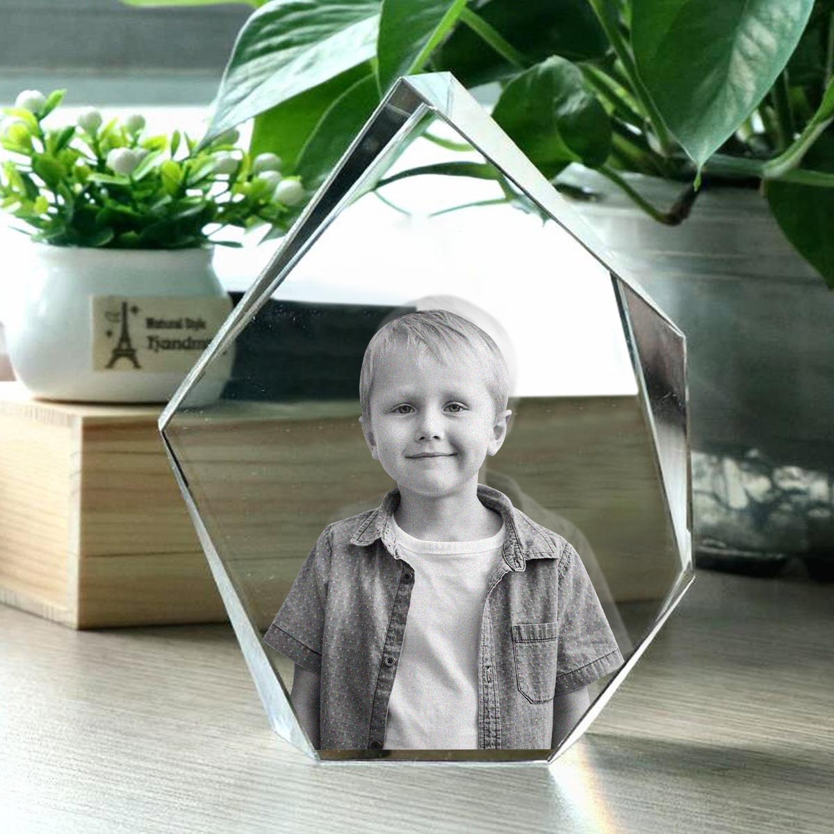 Lampe en cristal 3D en forme d'iceberg avec gravure laser personnalisée pour votre petit-fils