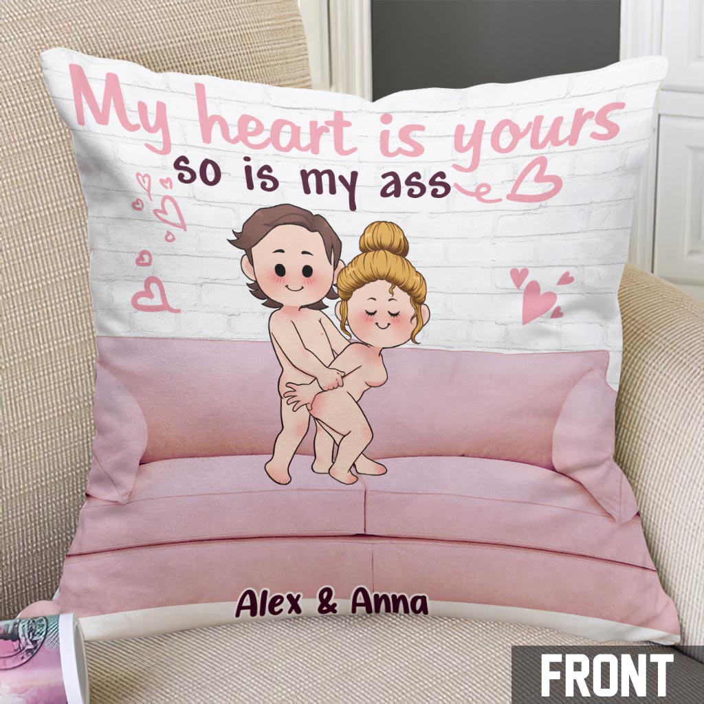 Mon cœur est à toi - Coussin décoratif personnalisé pour couple