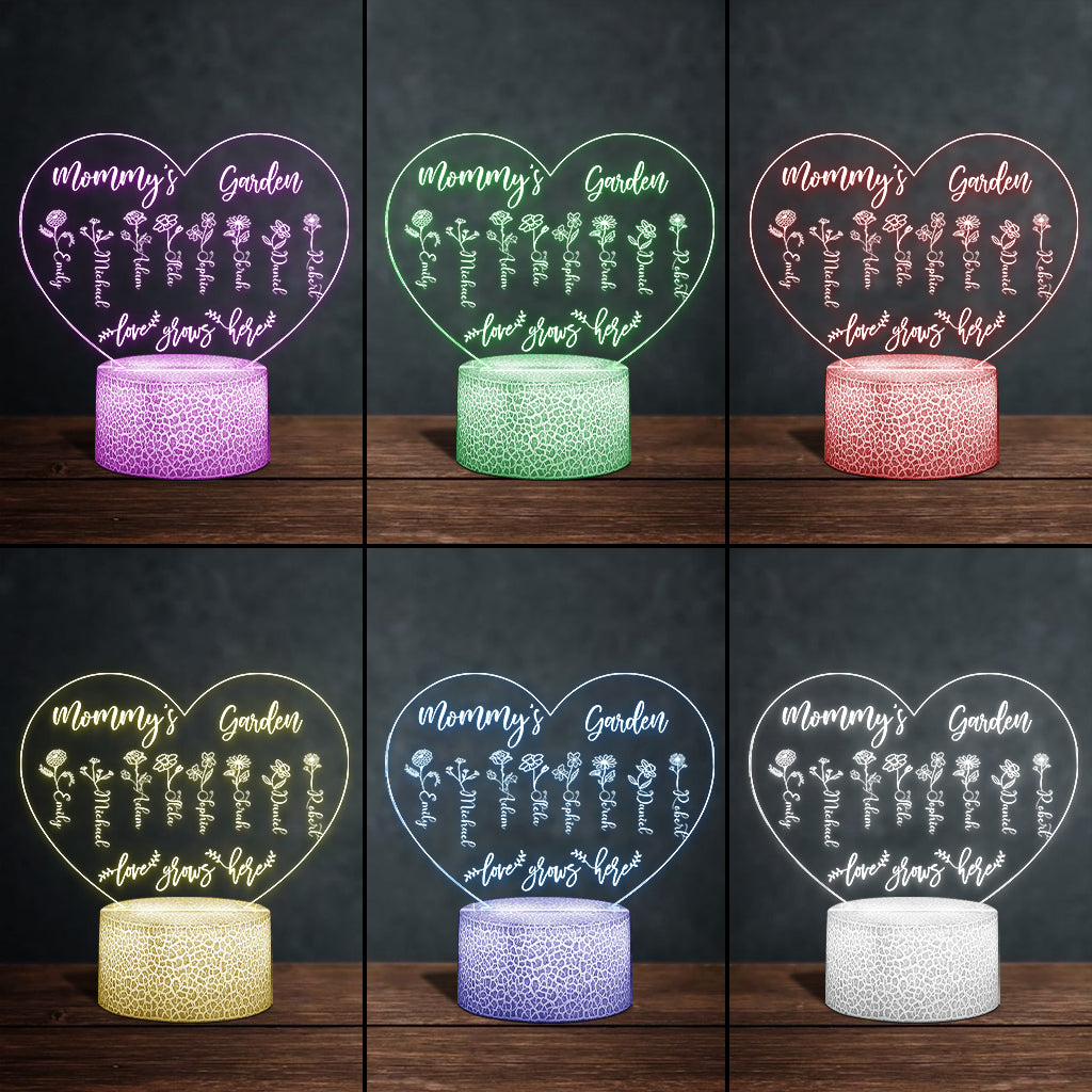 Le Jardin de Grand-Mère - Cadeau pour grand-mère, maman, tante, grand-père - Plaque lumineuse personnalisée