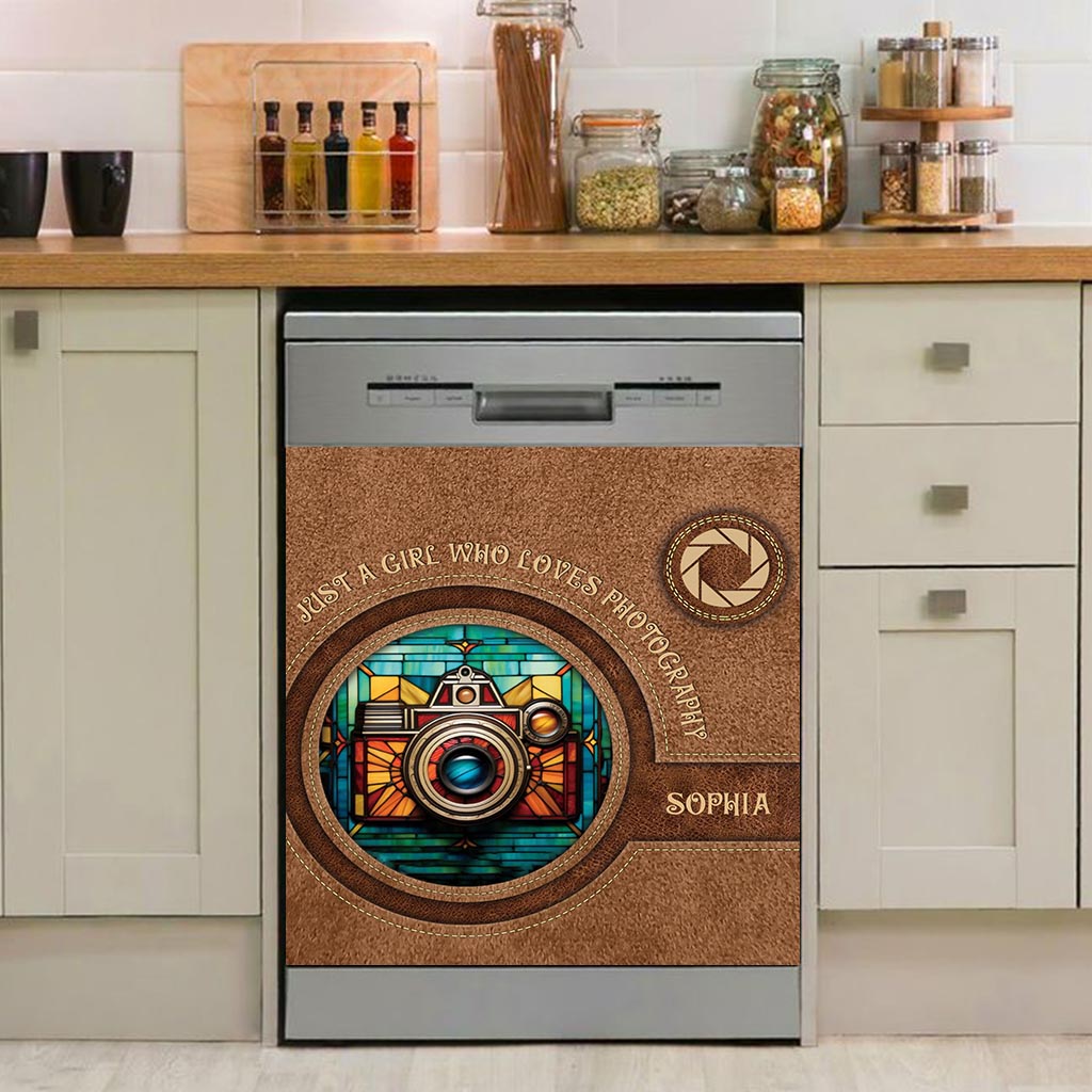 Just A Girl Who Loves Photography - Personalized Photography Dishwasher Cover