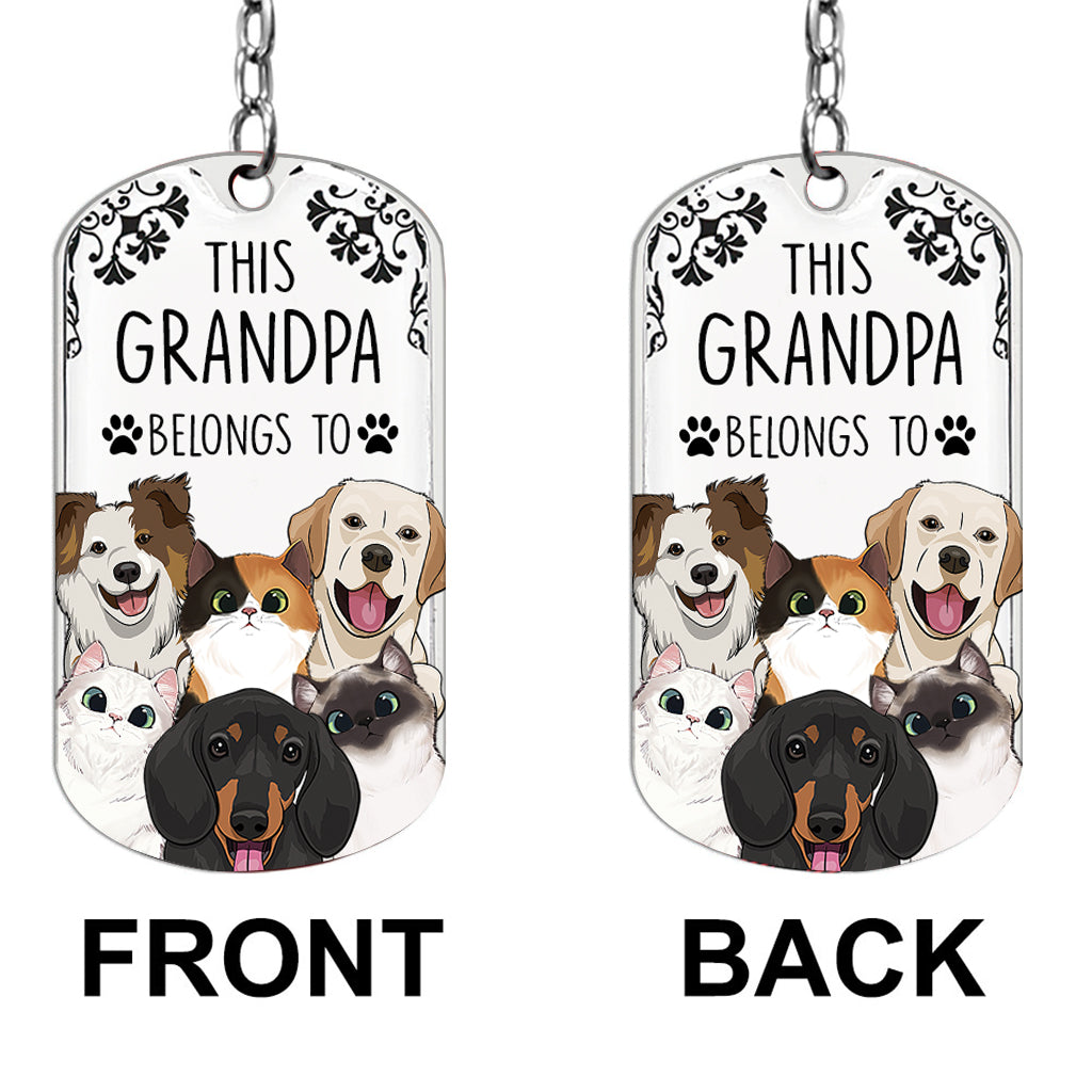 Ce porte-clés « Ce chien appartient à » - Cadeau pour amoureux des chats - Porte-clés personnalisé en acier inoxydable