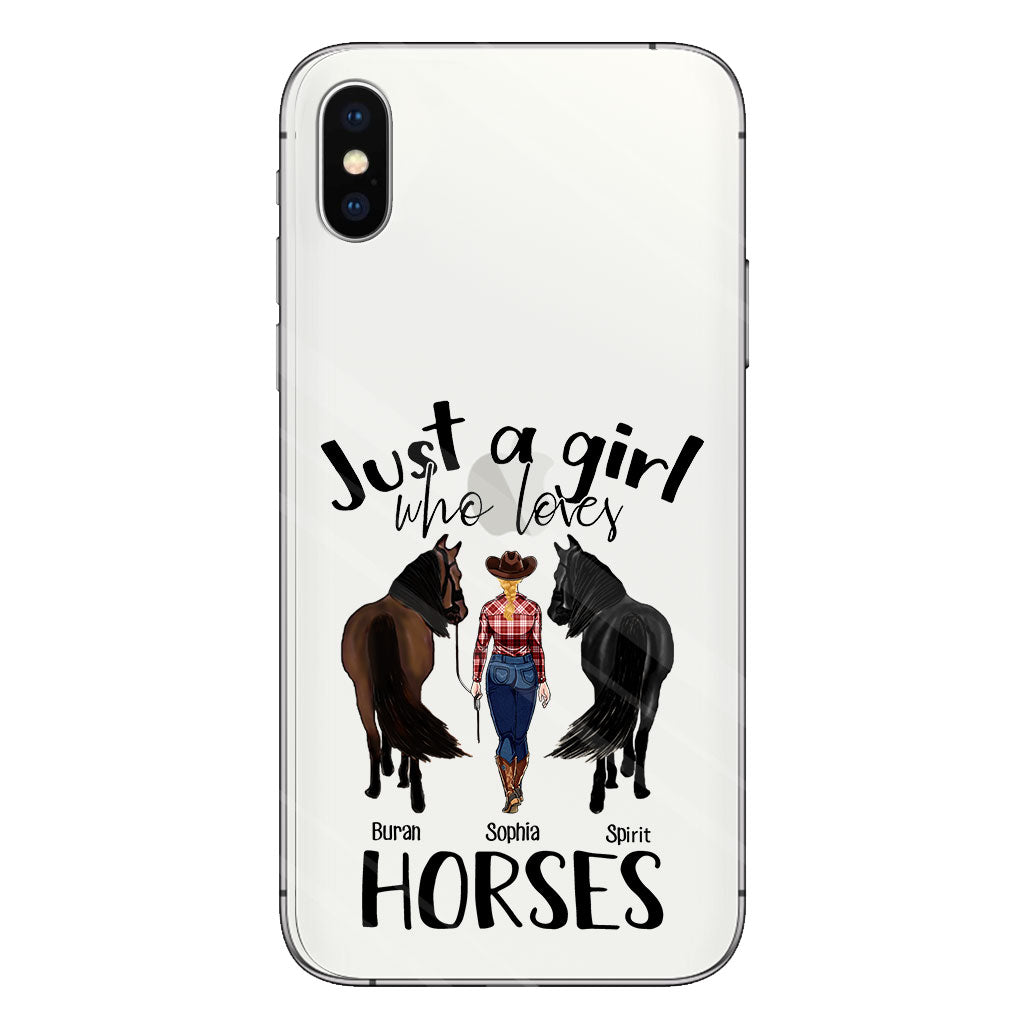 Juste une fille qui aime les chevaux - Coque de téléphone transparente personnalisée avec motif cheval