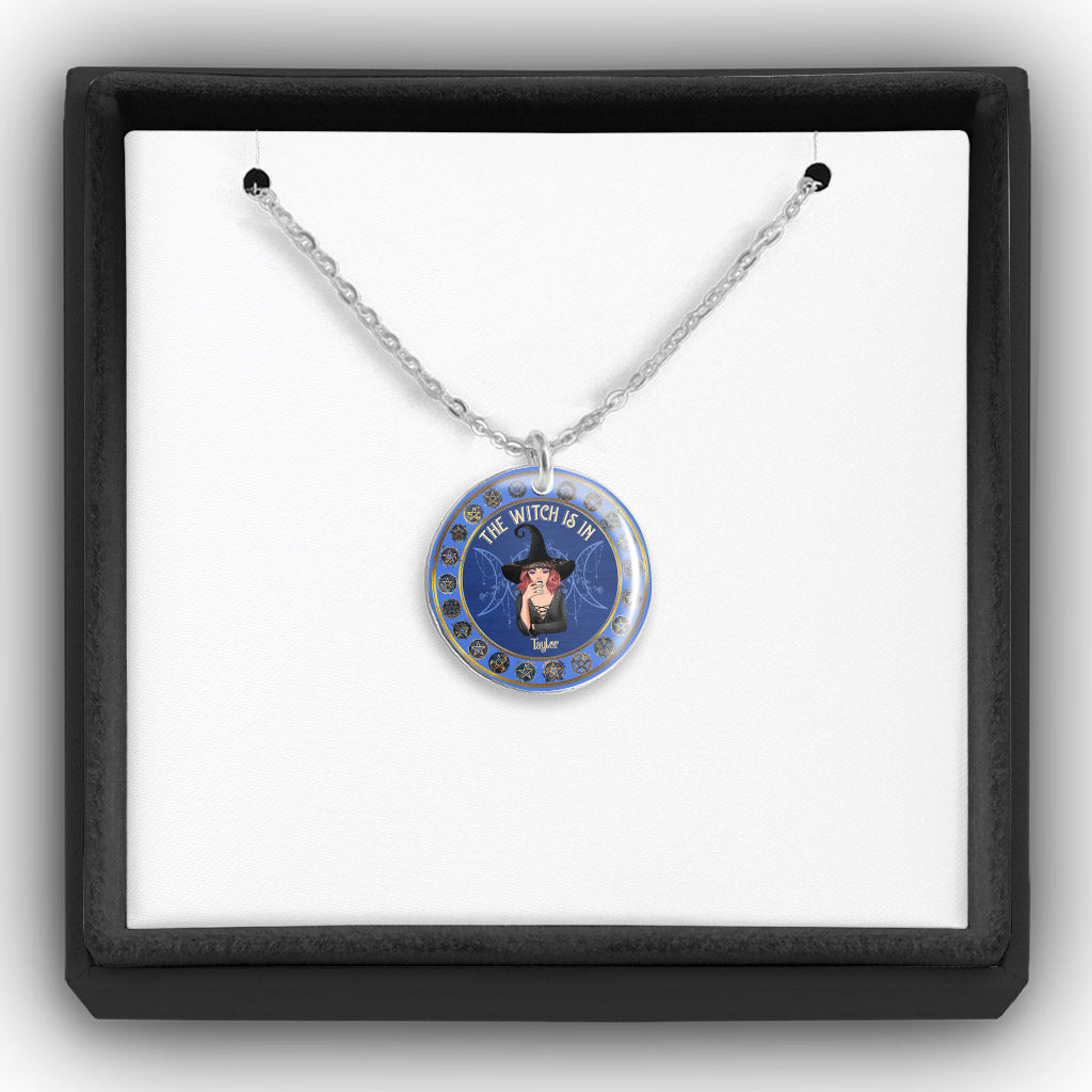 The Witch Is In - Personalized Witch Round Pendant Necklace