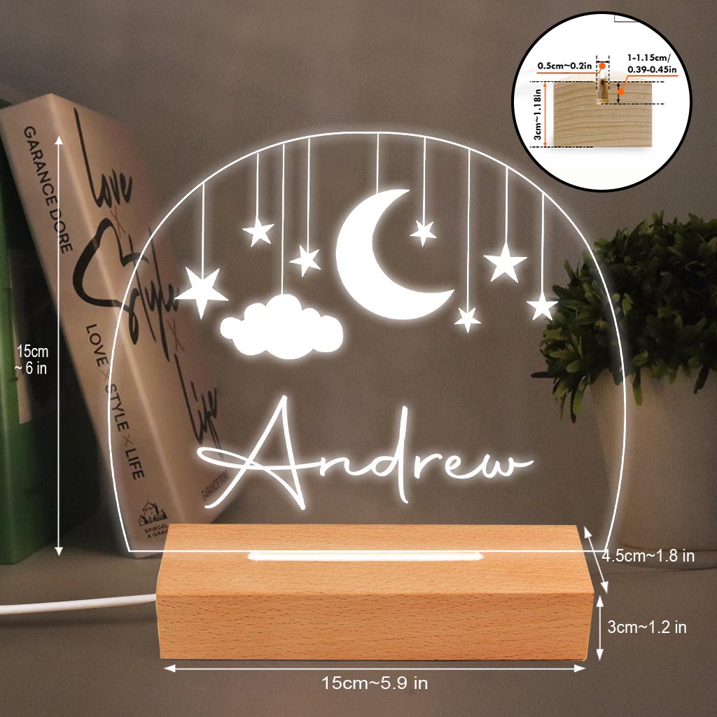 Veilleuse Lune et Étoiles - Plaque lumineuse personnalisée en forme d'enfant