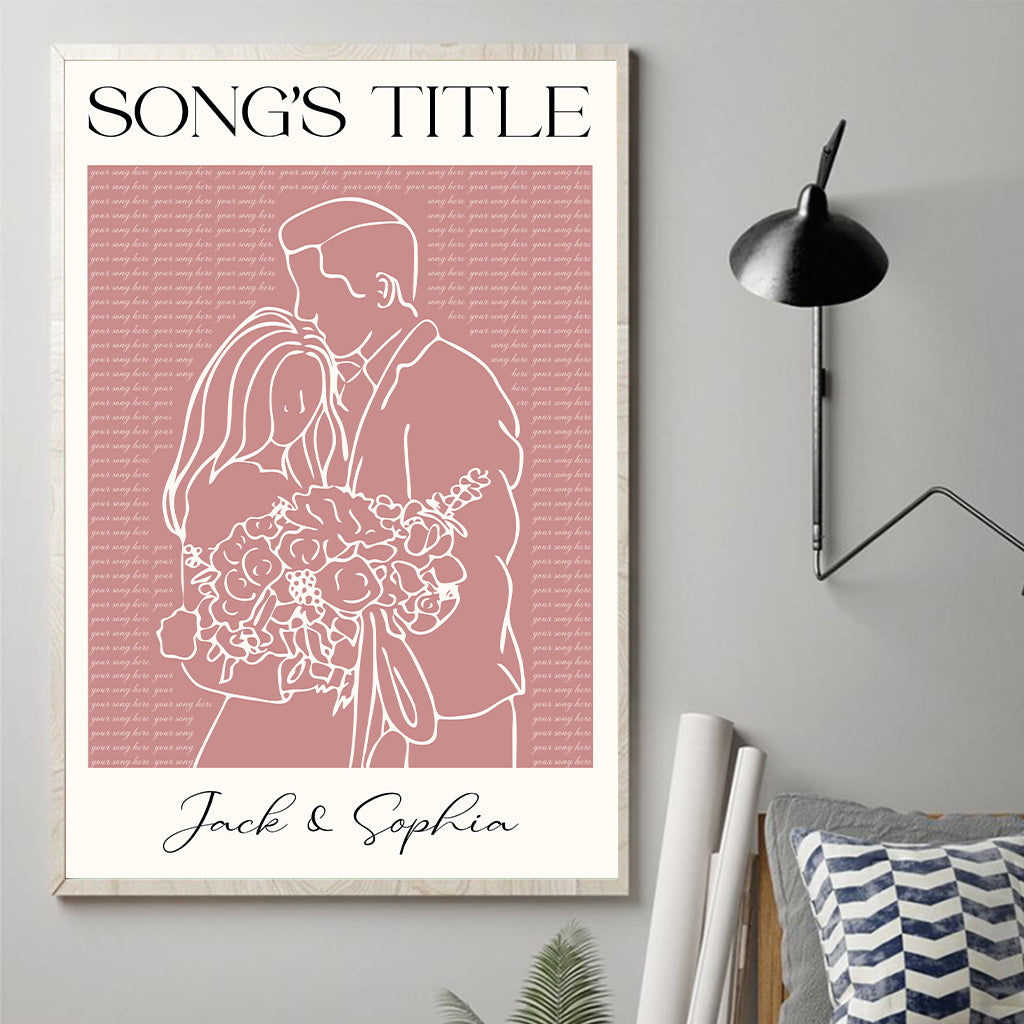 Paroles de chansons de mariage imprimées - Toile et affiche personnalisées pour mari et femme