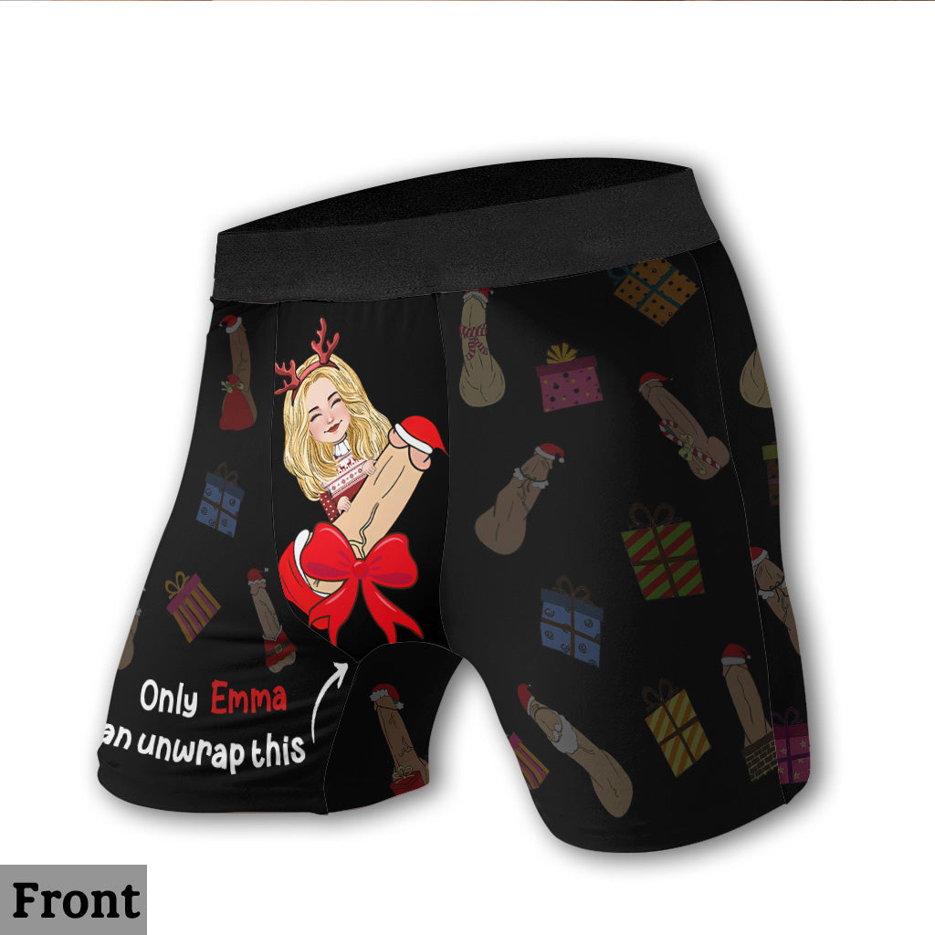 Unwrap This - Personalized Couple Men Boxer Briefs