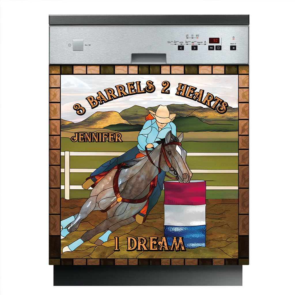 3 Barils 2 Cœurs 1 Rêve - Housse de lave-vaisselle personnalisée motif cheval