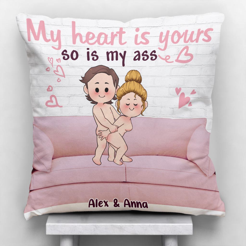 Mon cœur est à toi - Coussin décoratif personnalisé pour couple