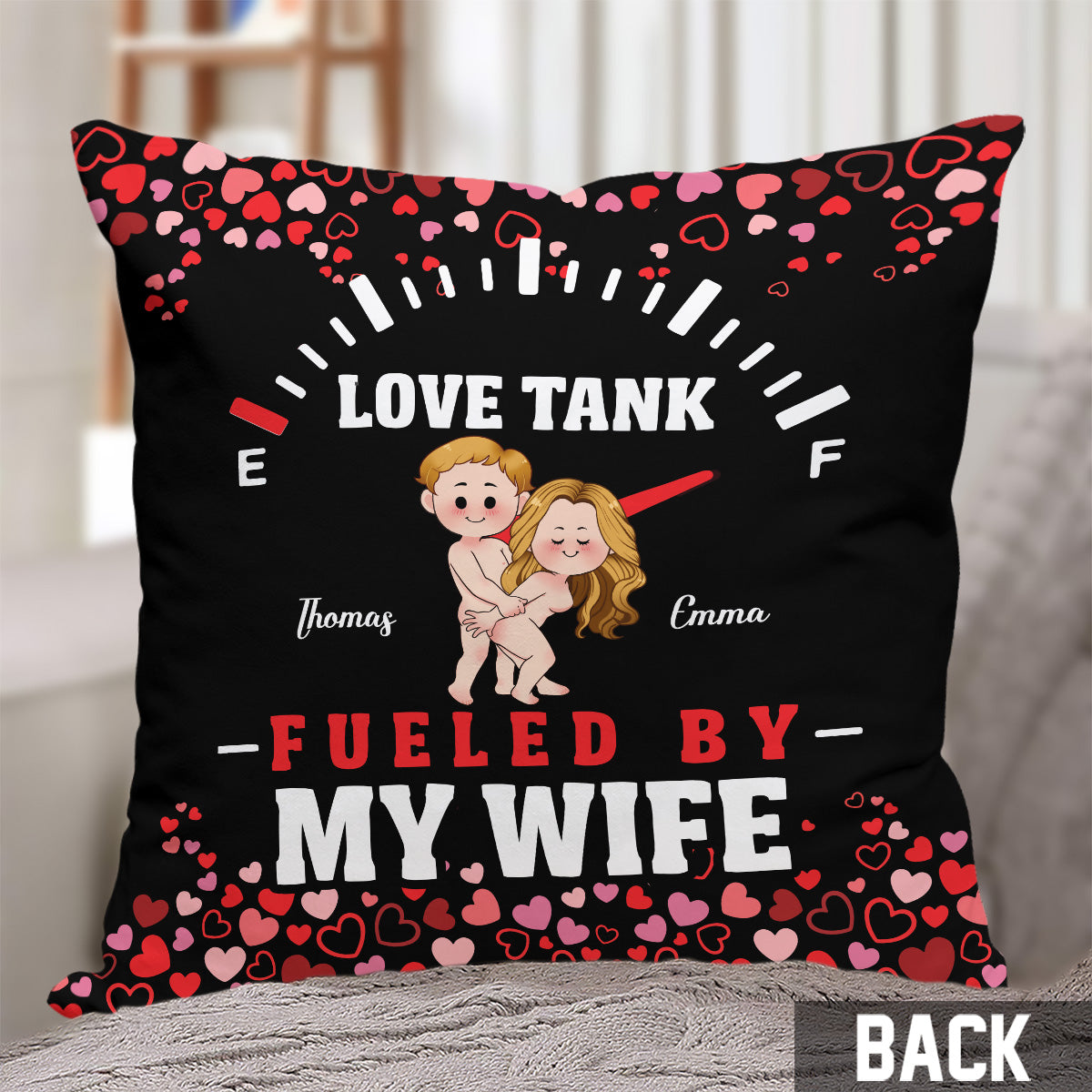 Love Tank - Coussin décoratif personnalisé pour couple