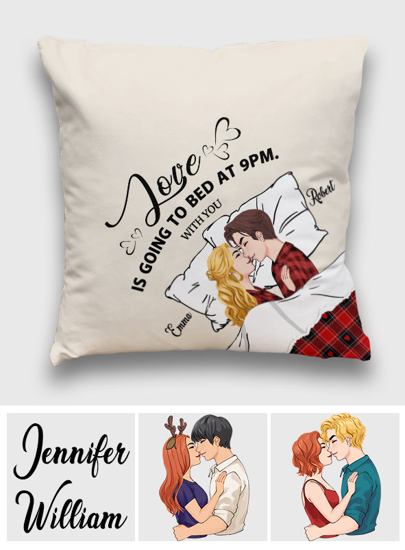 L'amour, c'est se coucher à 21h avec toi - cadeau pour mari - Coussin décoratif personnalisé