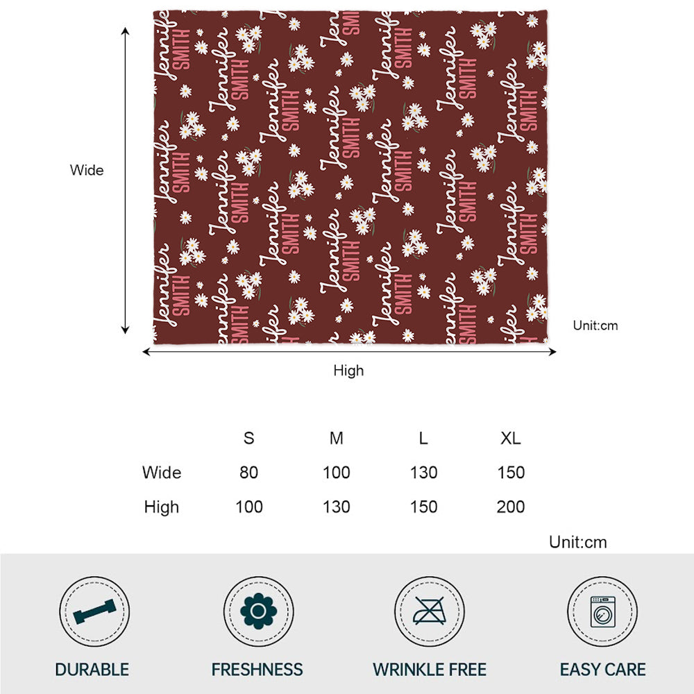 Couverture personnalisée Daisy avec prénom pour frères et sœurs