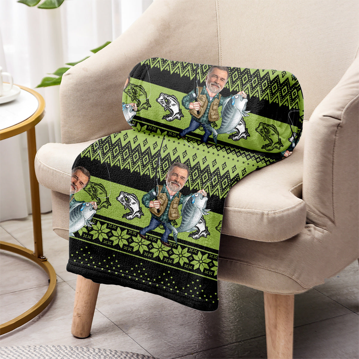 Couverture de pêche personnalisée « J’adore la pêche »