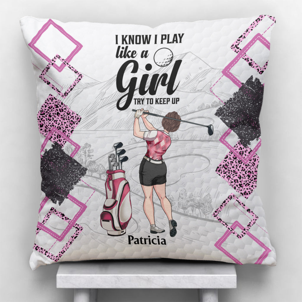 Cours de golf - Cadeau de golf pour elle, petite amie, épouse, fille - Coussin décoratif personnalisé