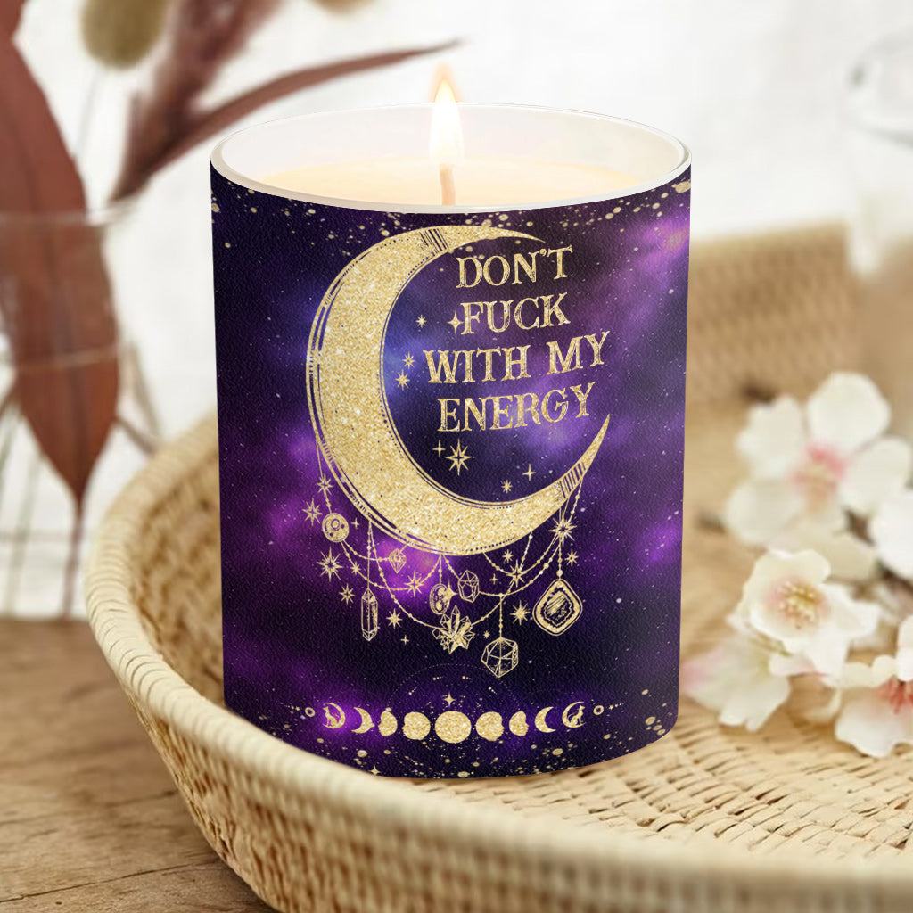 Don't F With My Energy - Personalized Witch Candle With Wooden Lid