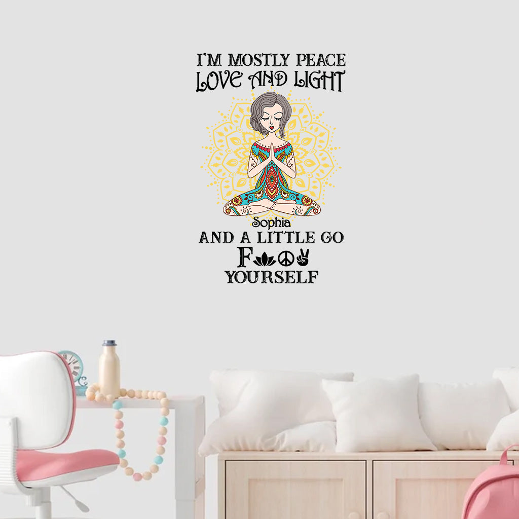I’m Mostly Peace Love And Light - Personalized Yoga Decal Full