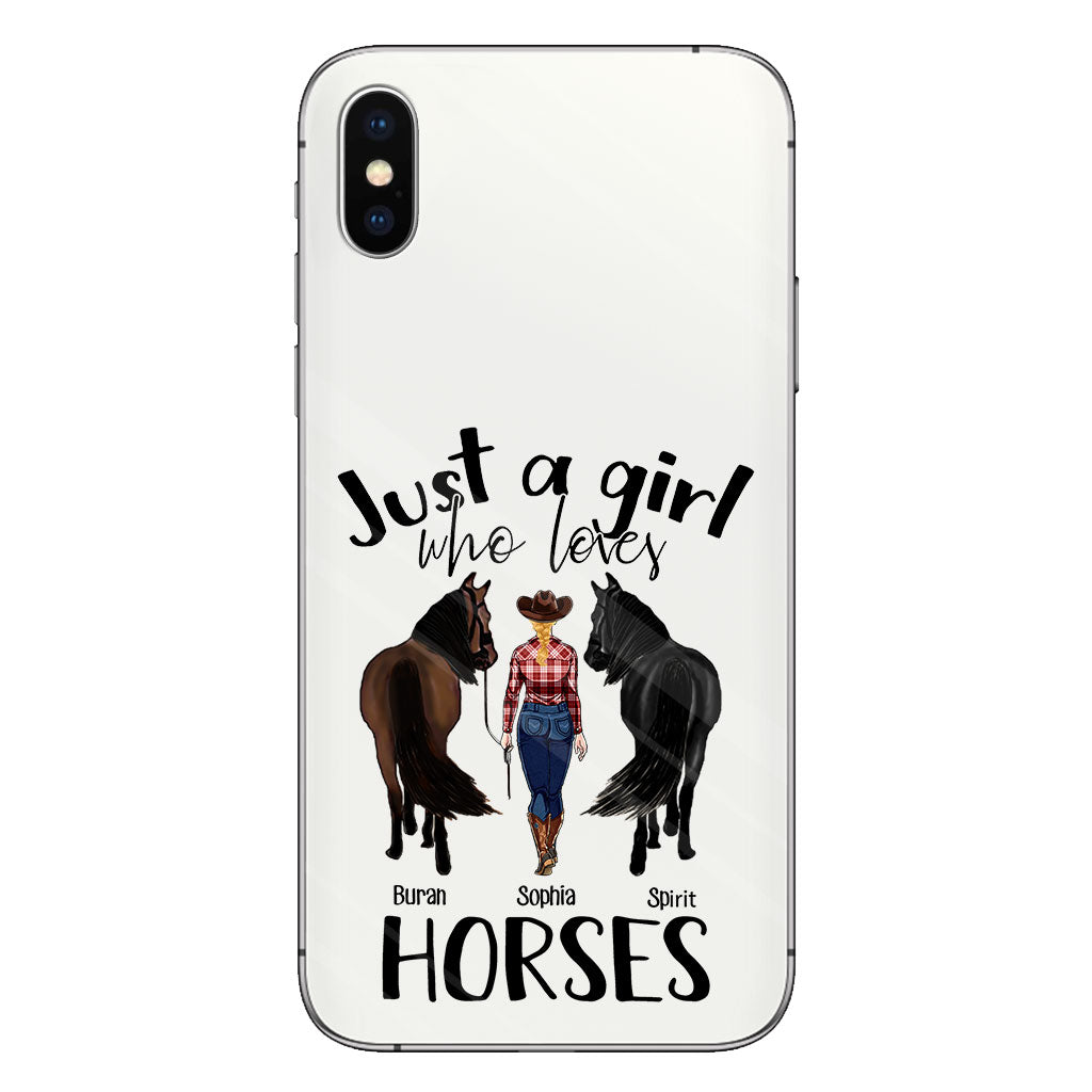 Juste une fille qui aime les chevaux - Coque de téléphone transparente personnalisée avec motif cheval