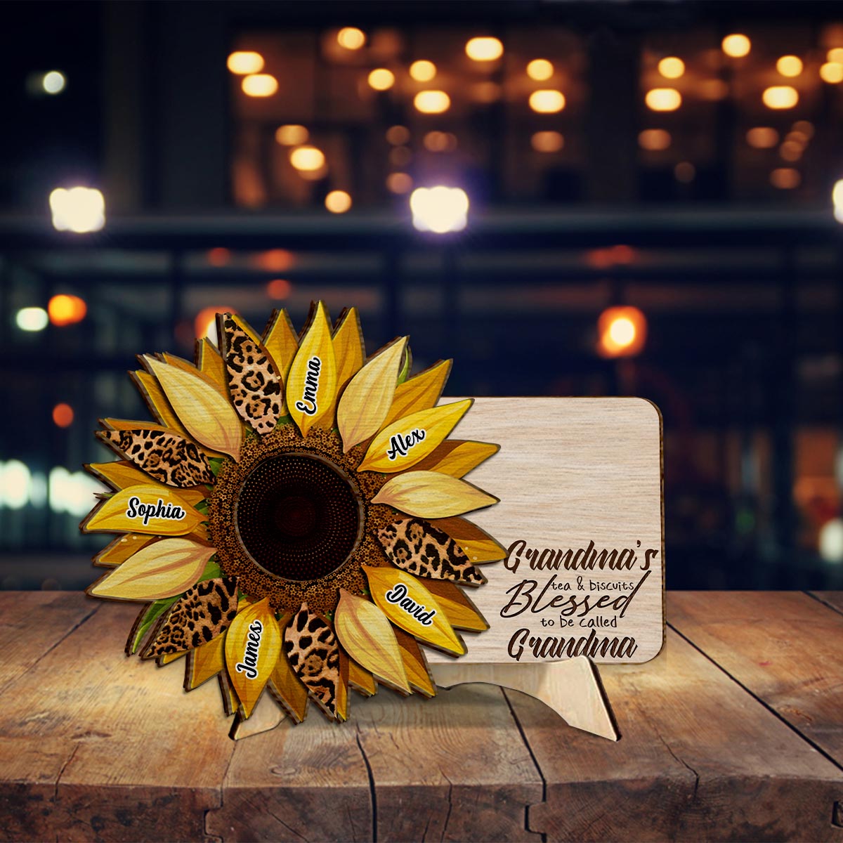 Thé et biscuits de grand-mère - Panneau en bois personnalisé à 2 couches pour grand-mère