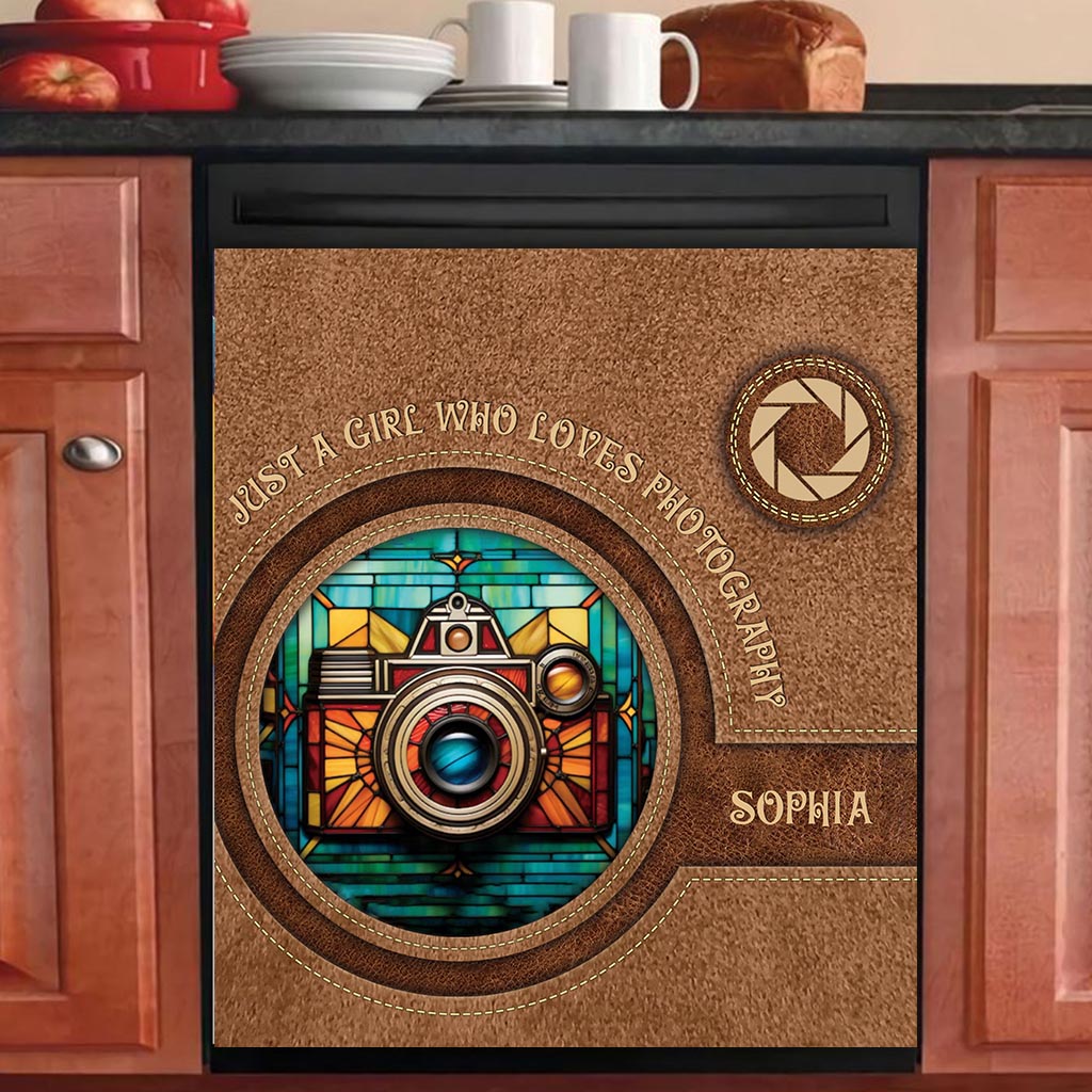 Just A Girl Who Loves Photography - Personalized Photography Dishwasher Cover