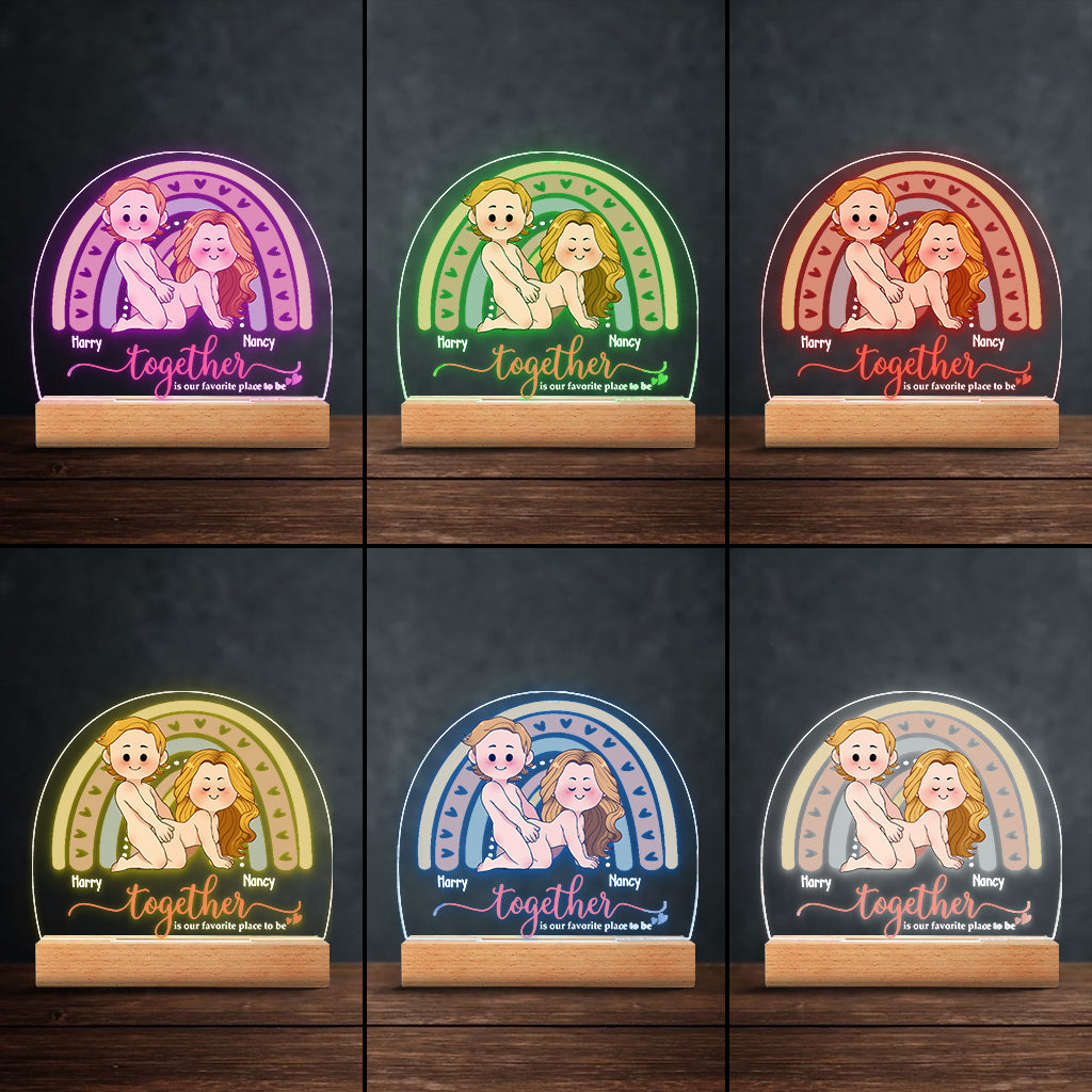 Together Is Our Favorite Place To Be - Personalized Couple Shaped Plaque Light Base