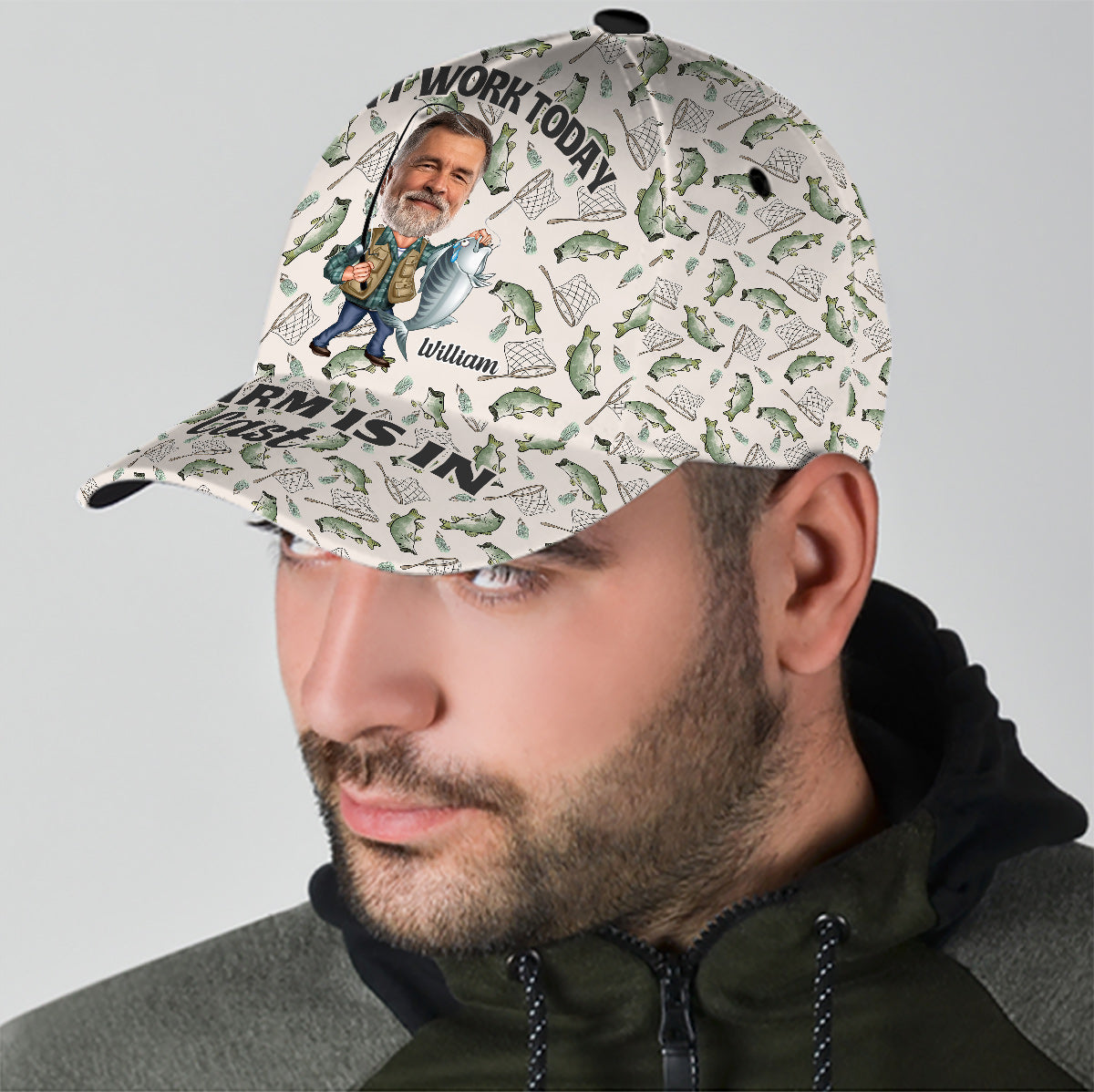 Je ne peux pas travailler aujourd'hui, j'ai le bras dans le plâtre - Casquette de pêche classique personnalisée