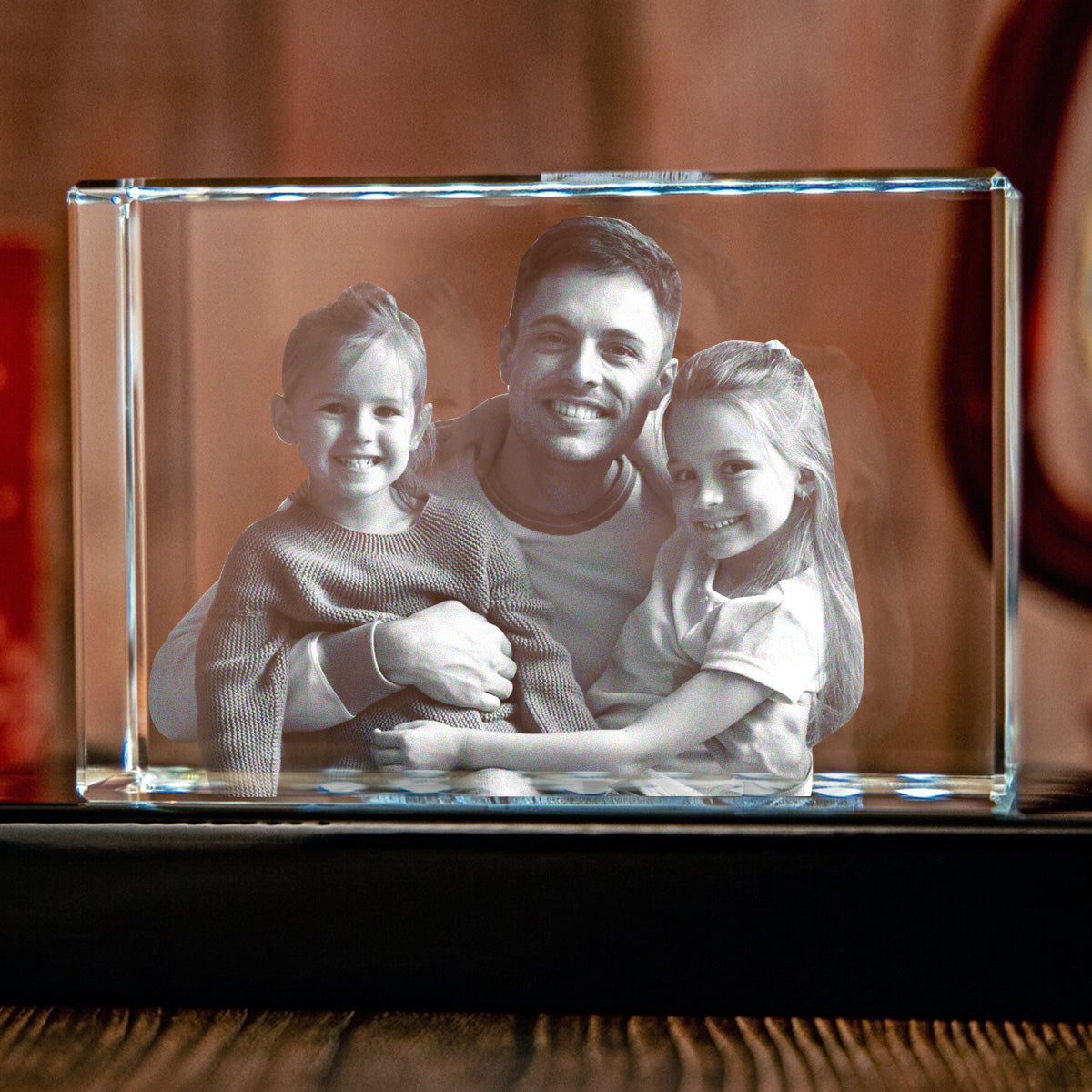 Lampe en cristal 3D cubique gravée au laser avec photo personnalisée - Père
